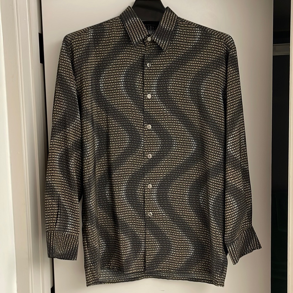 Mens microfiber xxx design dress shirt black, beige,white